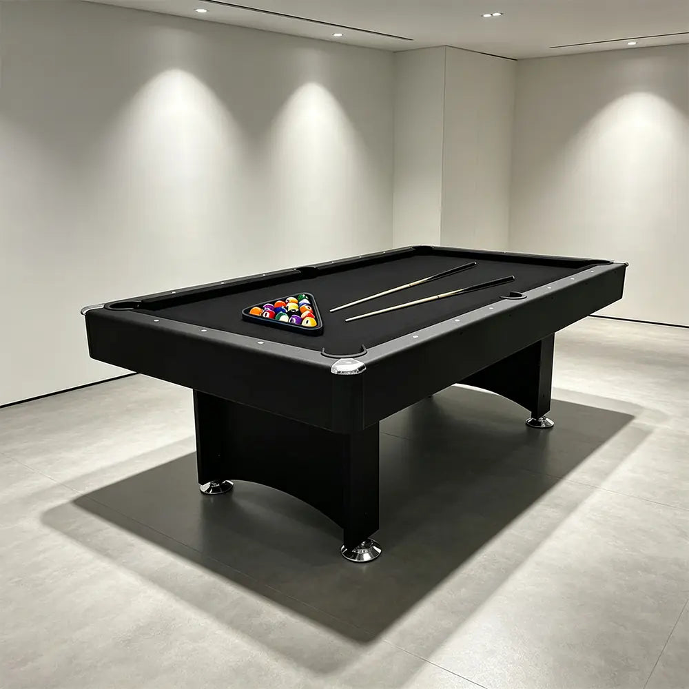 CUETIQ Modern Design 7FT Pool Table Snooker Billiard Table Black Frame With Free Accessories - Black