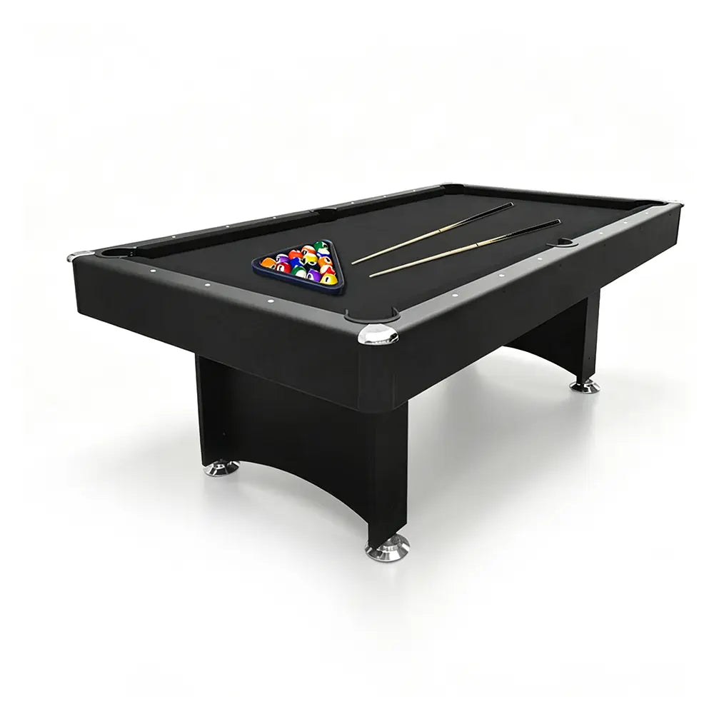 CUETIQ Modern Design 7FT Pool Table Snooker Billiard Table Black Frame With Free Accessories - Black