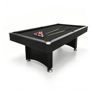 CUETIQ Modern Design 7FT Pool Table Snooker Billiard Table Black Frame With Free Accessories - Black