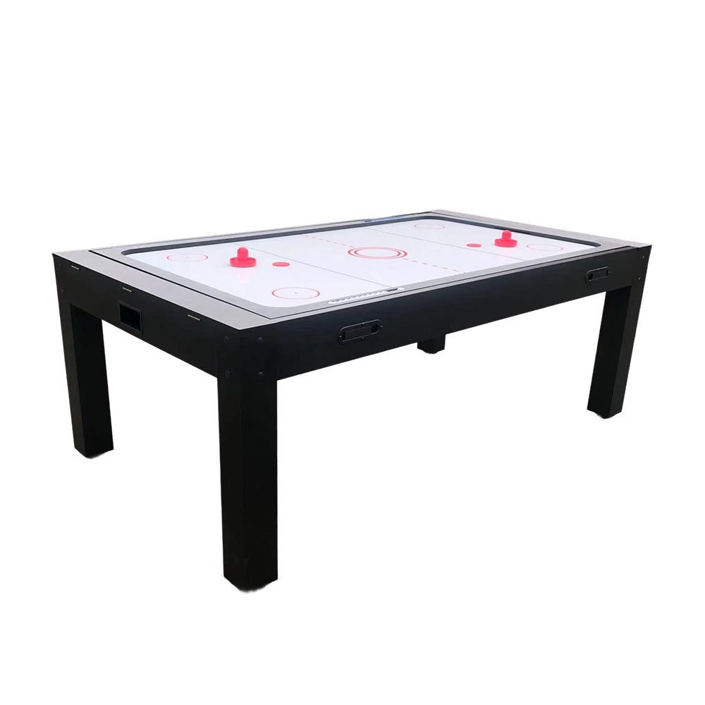 CUETIQ 7FT MDF 4-IN-1 Convertible Multi-function Table Free Accessories Air Hockey/ Billiards Table/ Dining Table/ Table Tennis Table - Black&Blue
