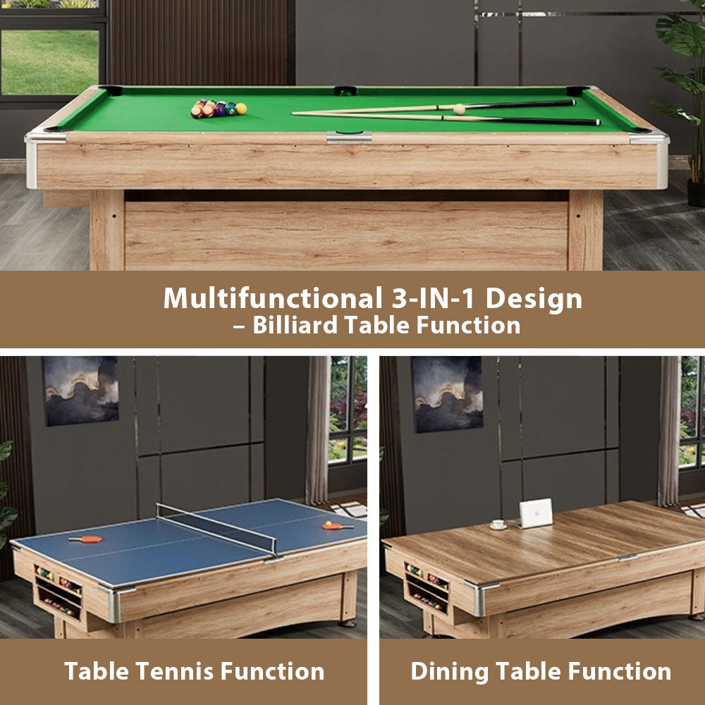 CUETIQ TE 3-IN-1 7FT/8FT Green MDF Billiard Table Free Accessories