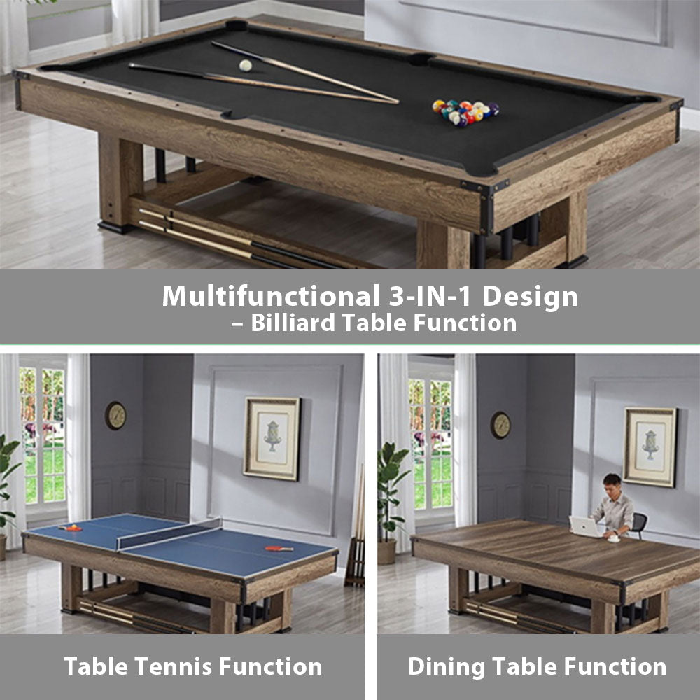 CUETIQ TE 3-IN-1 7FT Black&Blue MDF Billiard Table Free Accessories