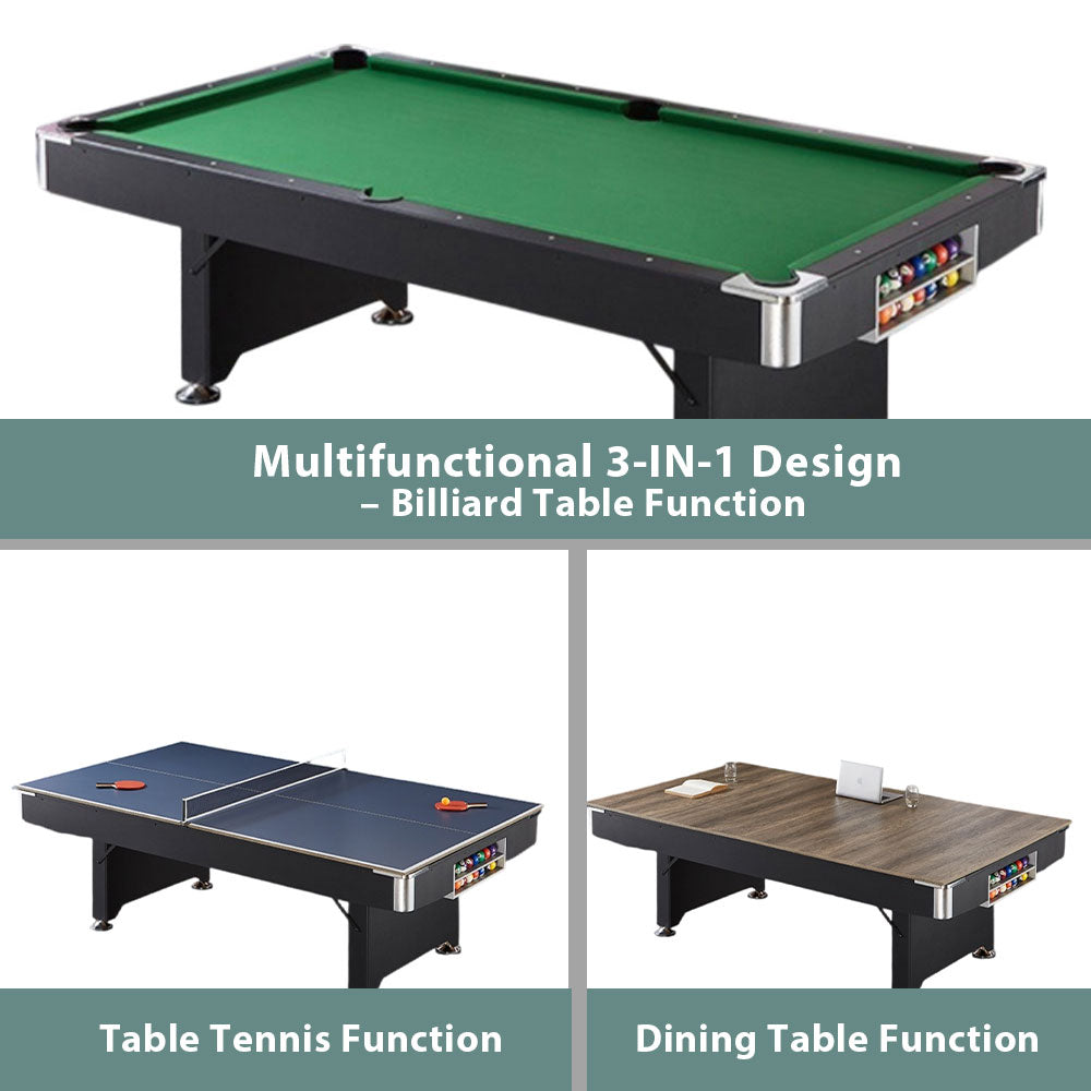 CUETIQ TE 3-IN-1 P038 7FT/8FT Foldable Green MDF Billiard Table with Free Accessories