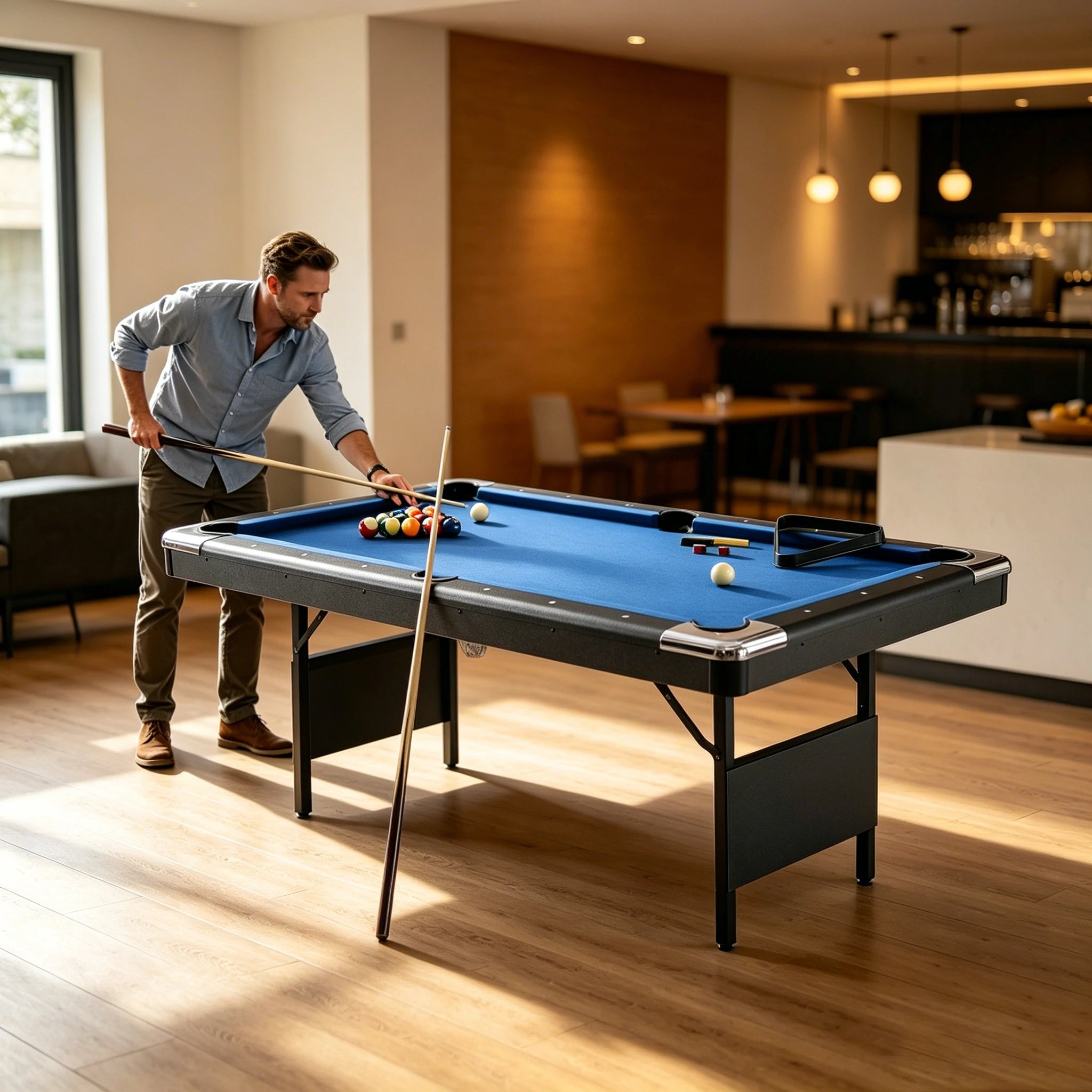 CUETIQ 6FT Foldable Pool Table Billiard Table Free Accessory Zero Setup