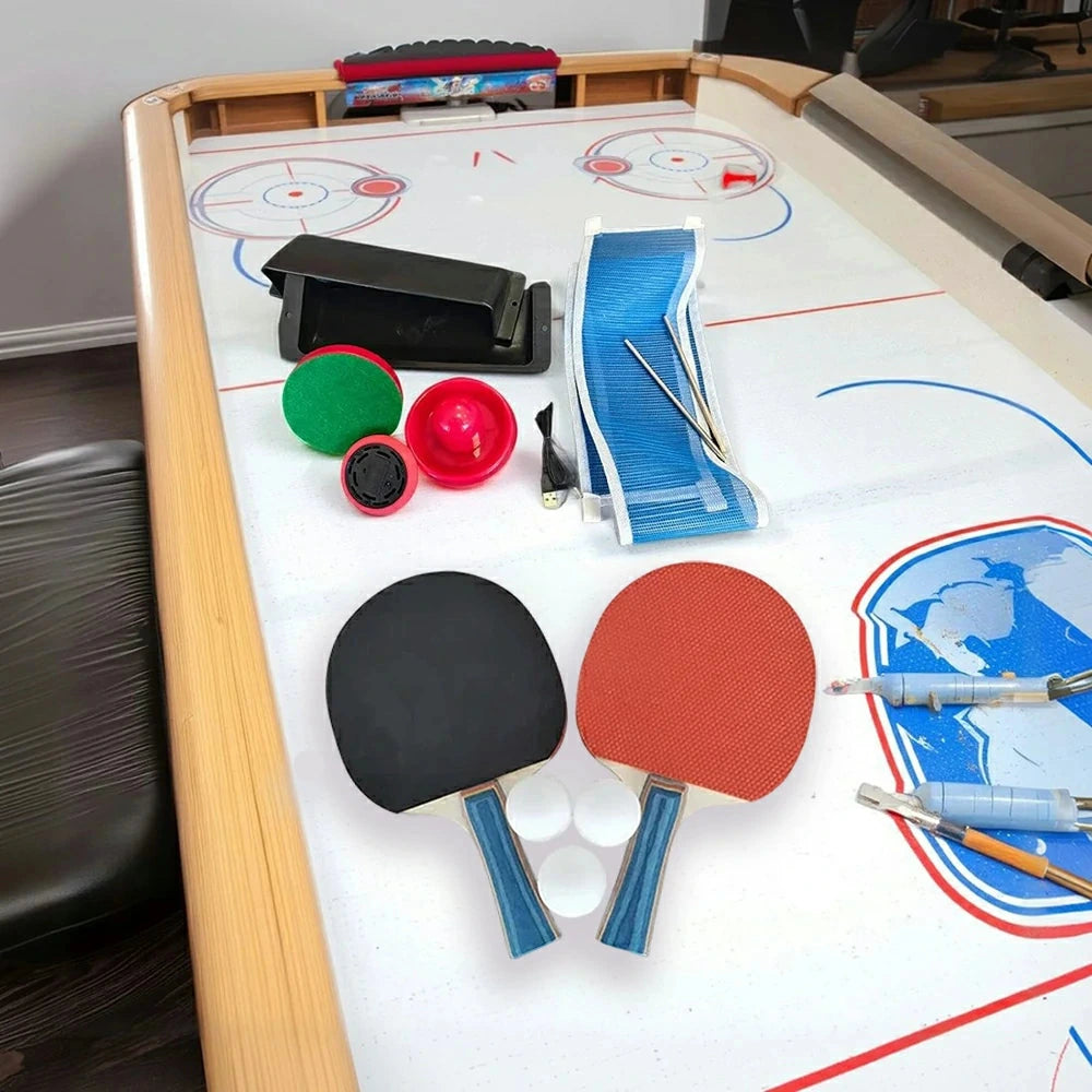 AIRMAX Air Hockey Table Table Tennis Accessory Set - Ping Pong Paddles, Balls & Net, Easy Setup, Dual-Game Conversion Kit