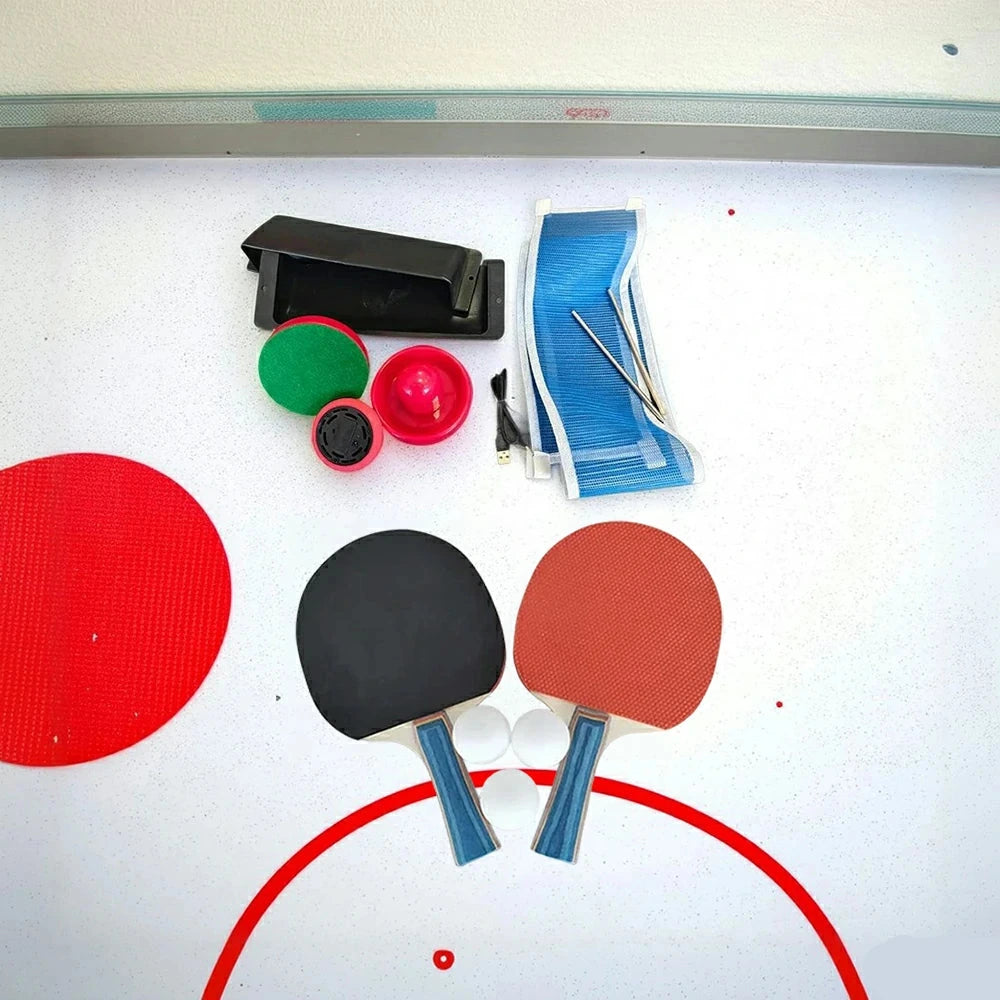 AIRMAX Air Hockey Table Table Tennis Accessory Set - Ping Pong Paddles, Balls & Net, Easy Setup, Dual-Game Conversion Kit