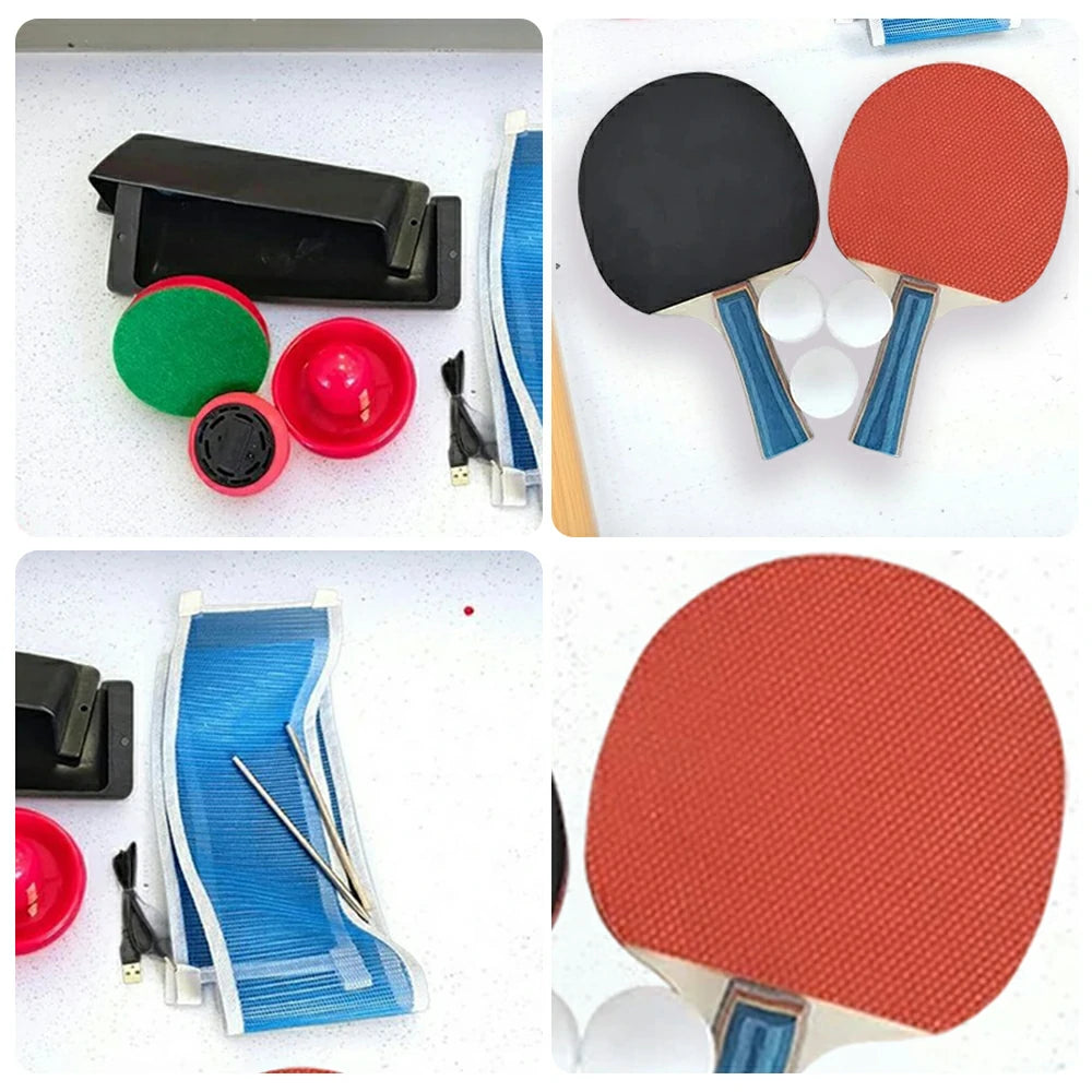 AIRMAX Air Hockey Table Table Tennis Accessory Set - Ping Pong Paddles, Balls & Net, Easy Setup, Dual-Game Conversion Kit