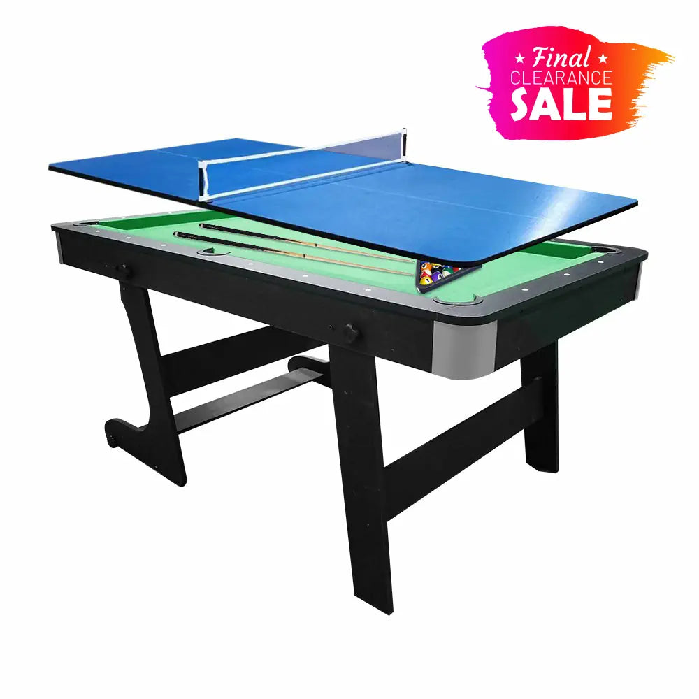 CUETIQ 6FT 3-IN-1 MDF Foldable Billiard Table Pool Table, Table Tennis Table and Dining Table