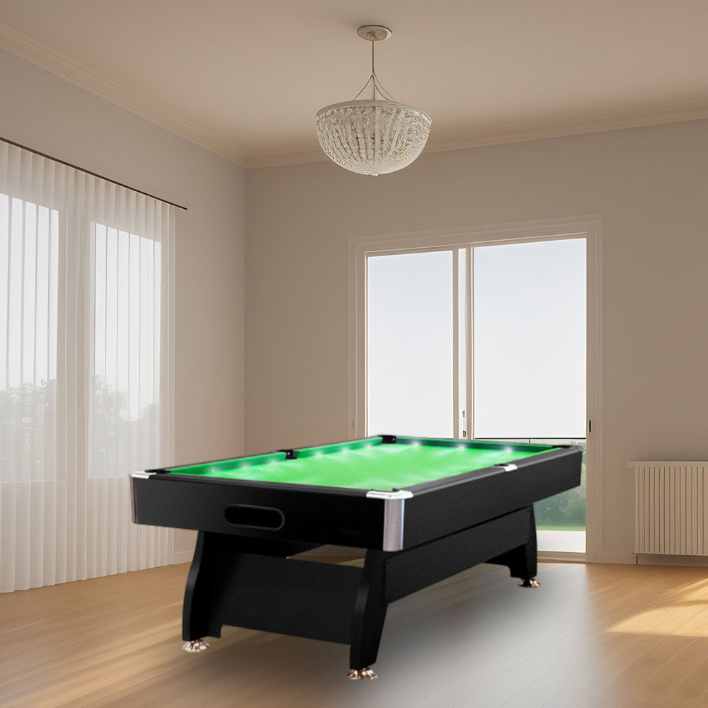 CUETIQ 7FT LED Snooker Billiard Pool Table with Free Accessories