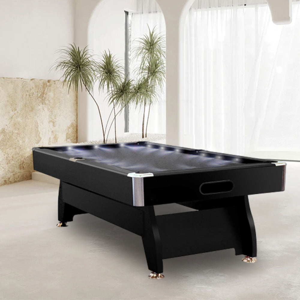 CUETIQ 8FT LED Snooker Billiard Pool Table with Free Accessories