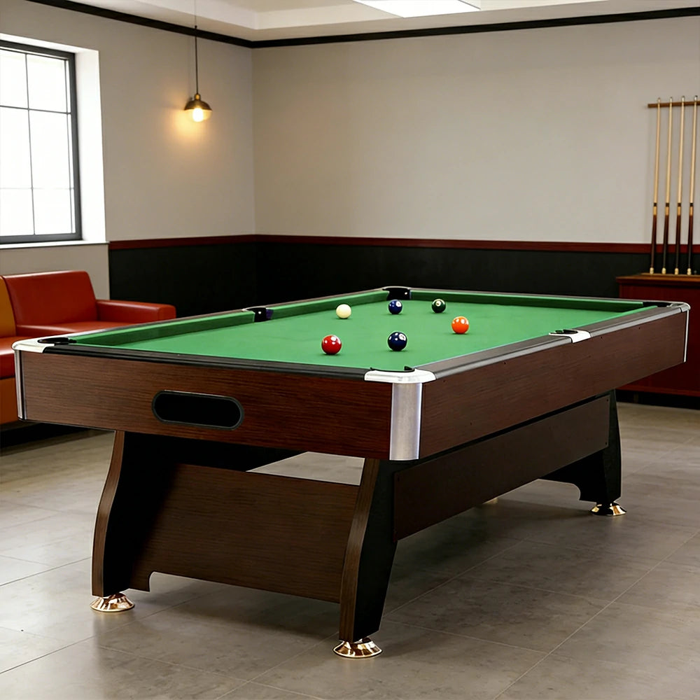 CUETIQ 7FT MDF Pool Snooker Billiard Table Accessories Pack Home Game Room Play (P004)-Walnut