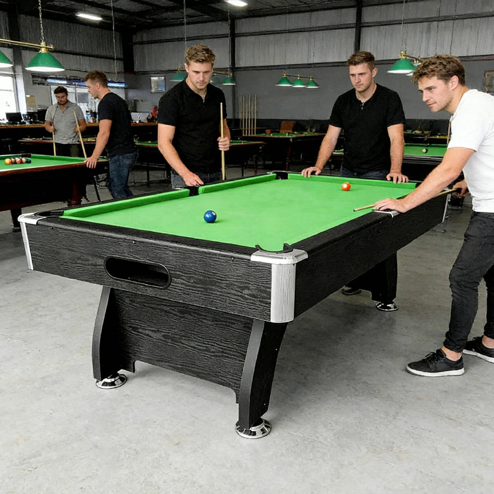 CUETIQ 8FT MDF Black Frame Pool Snooker Billiard Table with Accessories Pack