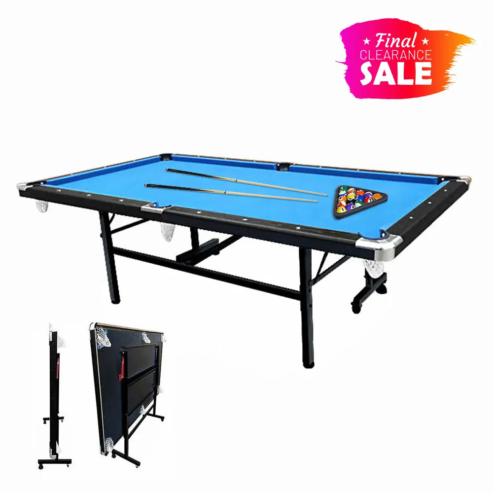 CUETIQ 7FT Foldable Pool Table Billiard Table Free Accessory For Small Room