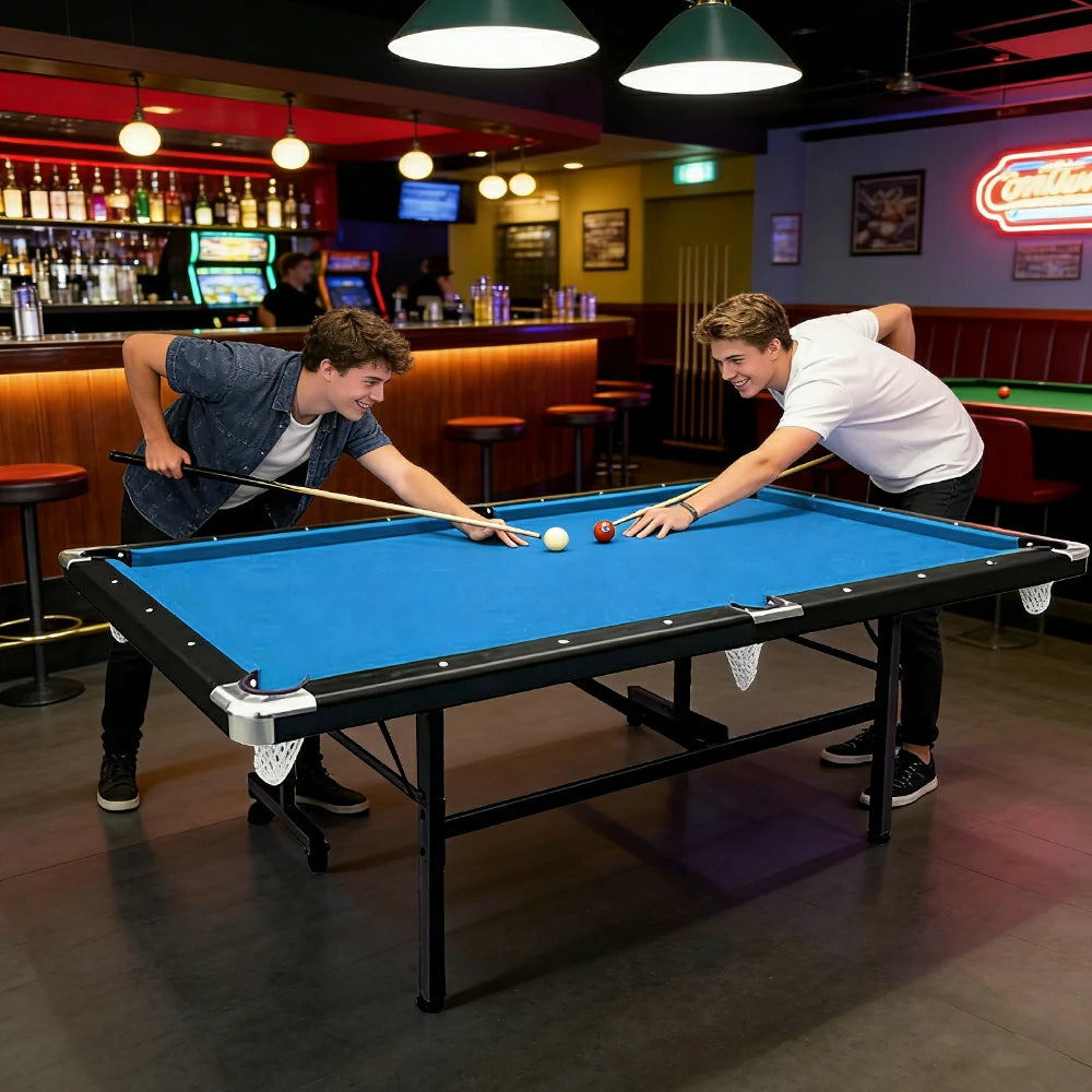 CUETIQ 7FT Foldable Pool Table Billiard Table Free Accessory For Small Room