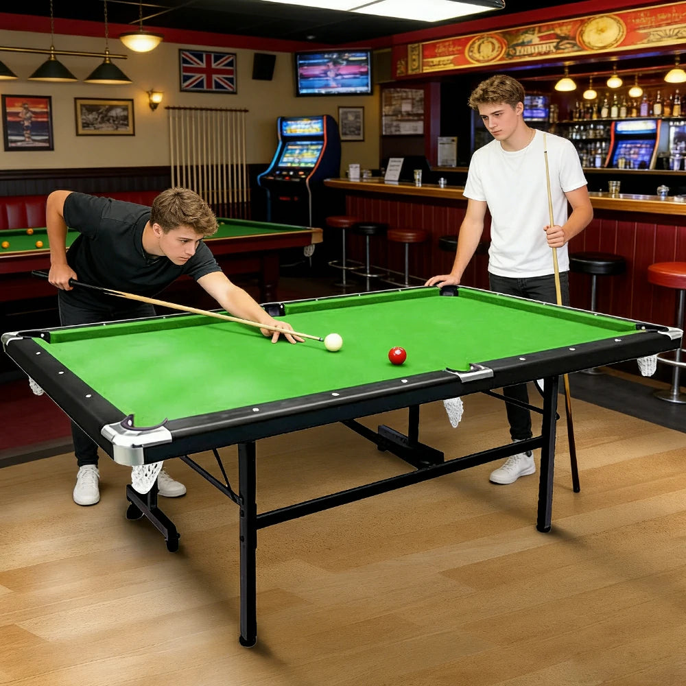 CUETIQ 7FT Foldable Pool Table Billiard Table Free Accessory For Small Room