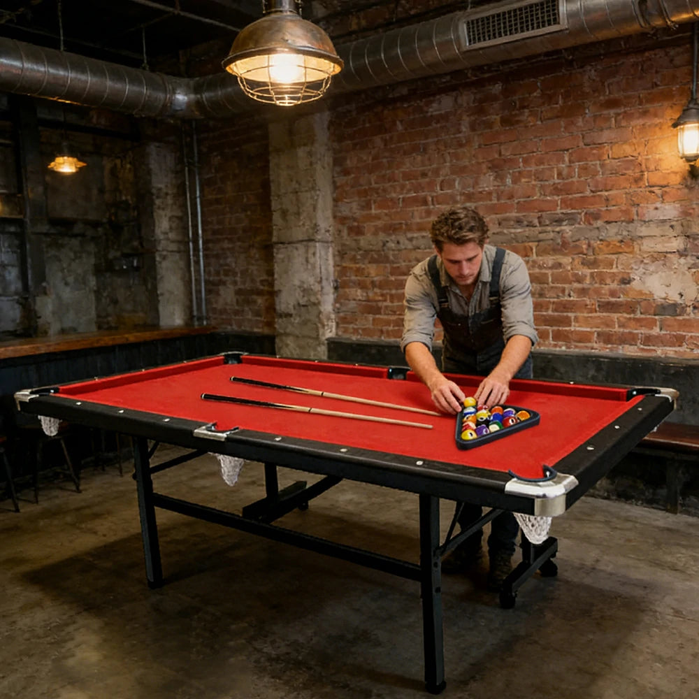 CUETIQ 7FT Foldable Pool Table Billiard Table Free Accessory For Small Room