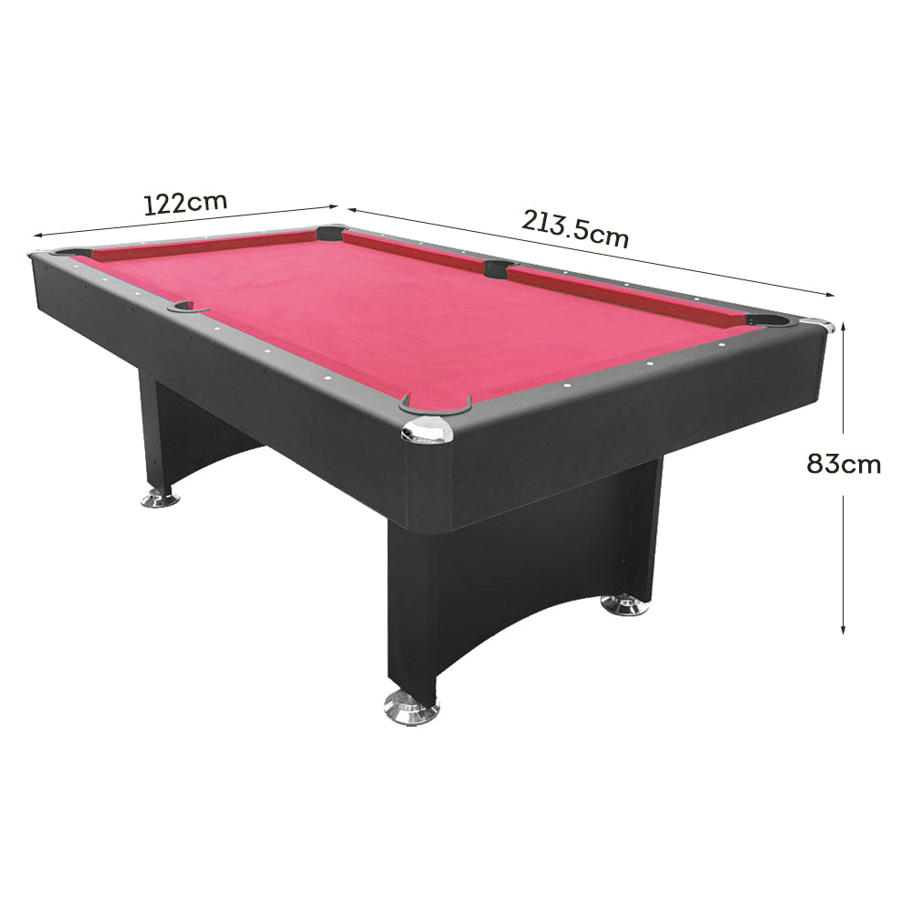 CUETIQ 7FT Modern Design Pool Table Snooker Billiard Table Black Frame With Free Accessories