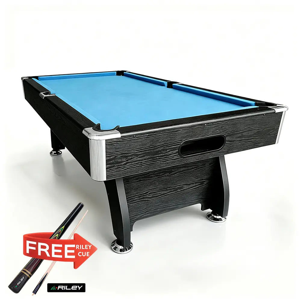 CUETIQ MDF 7FT Pool Snooker Billiard Table With Accessories - Blue Felt