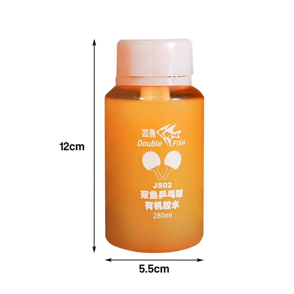 DOUBLE FISH JS02 280ml Table Tennis Organic Glue - Strong Adhesion, Quick-Dry, Boost Sponge Effect, Built-In Brush - Orange