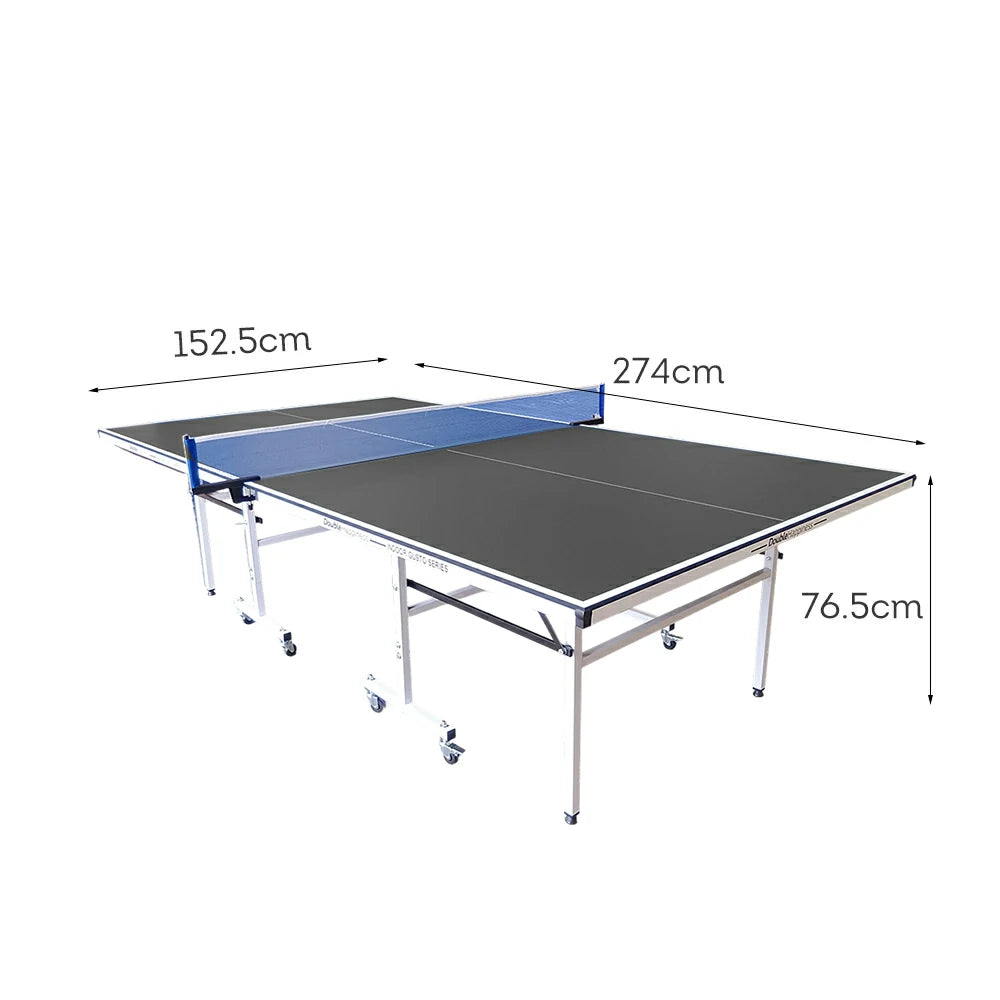 DOUBLE HAPPINESS Premium 13mm Indoor Black&Blue Foldable Solo Play Table Tennis Pingpong Table - Bats Balls Net