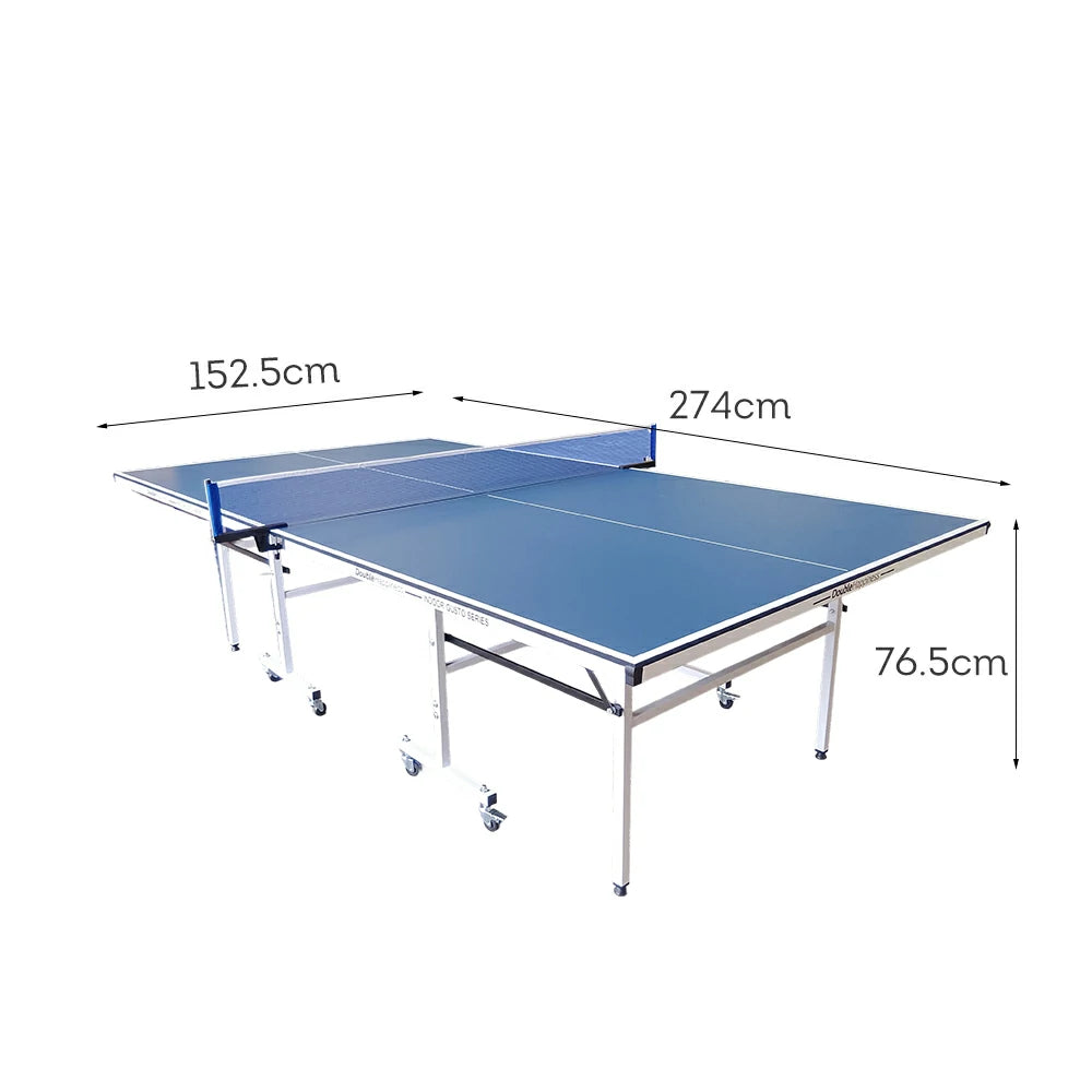 DOUBLE HAPPINESS Premium 13mm Indoor Black&Blue Foldable Solo Play Table Tennis Pingpong Table - Bats Balls Net