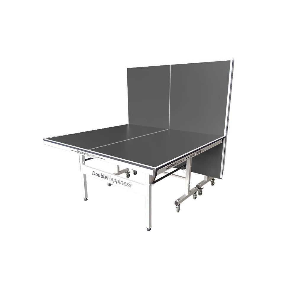 DOUBLE HAPPINESS Premium 16mm Indoor Black&Blue Foldable Solo Play Table Tennis Pingpong Table - Bats Balls Net