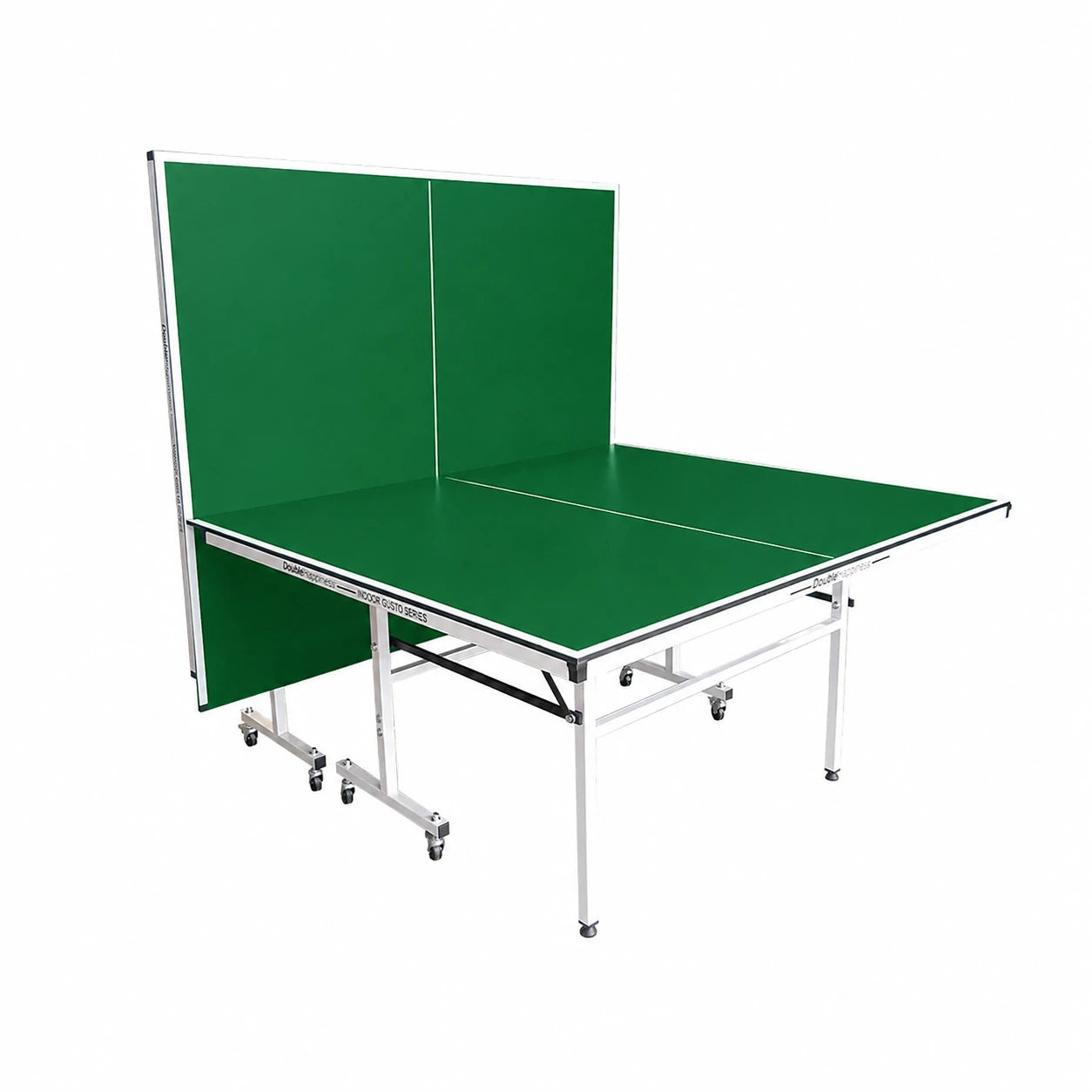 DOUBLE HAPPINESS Indoor Foldable Table Tennis Table - Solo Playback Design with Net Bats & Balls - 13/16/19/25mm for Home & Club Use - Green