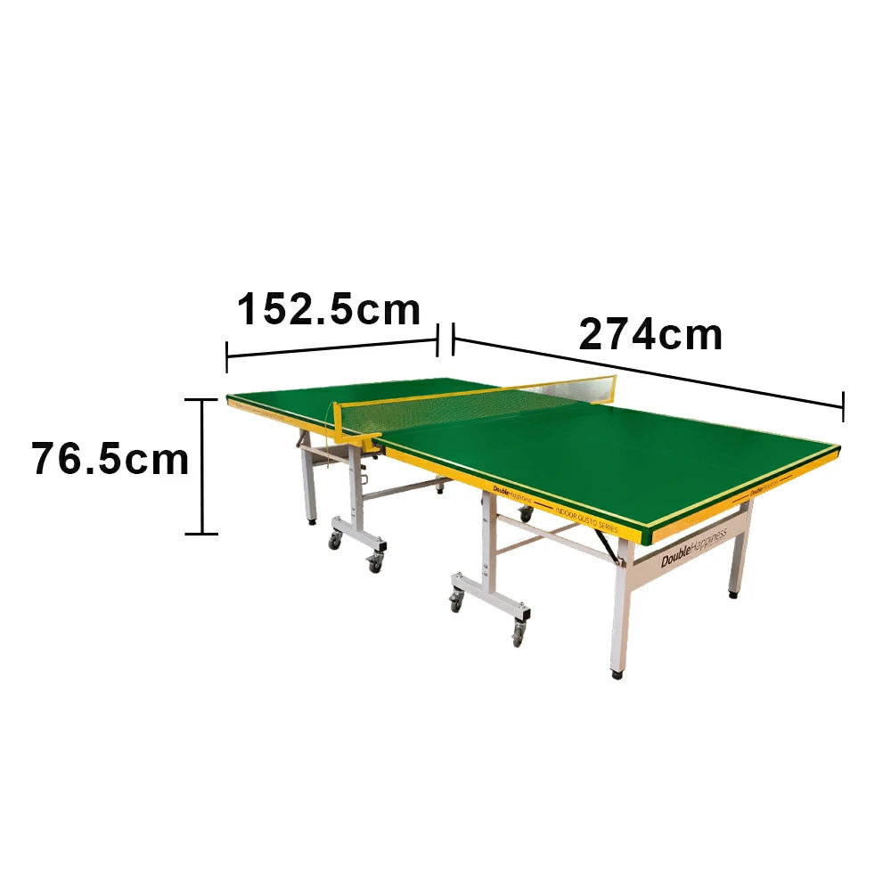DOUBLE HAPPINESS Indoor Foldable Table Tennis Table - Solo Playback Design with Net Bats & Balls - 13/16/19/25mm for Home & Club Use - Green