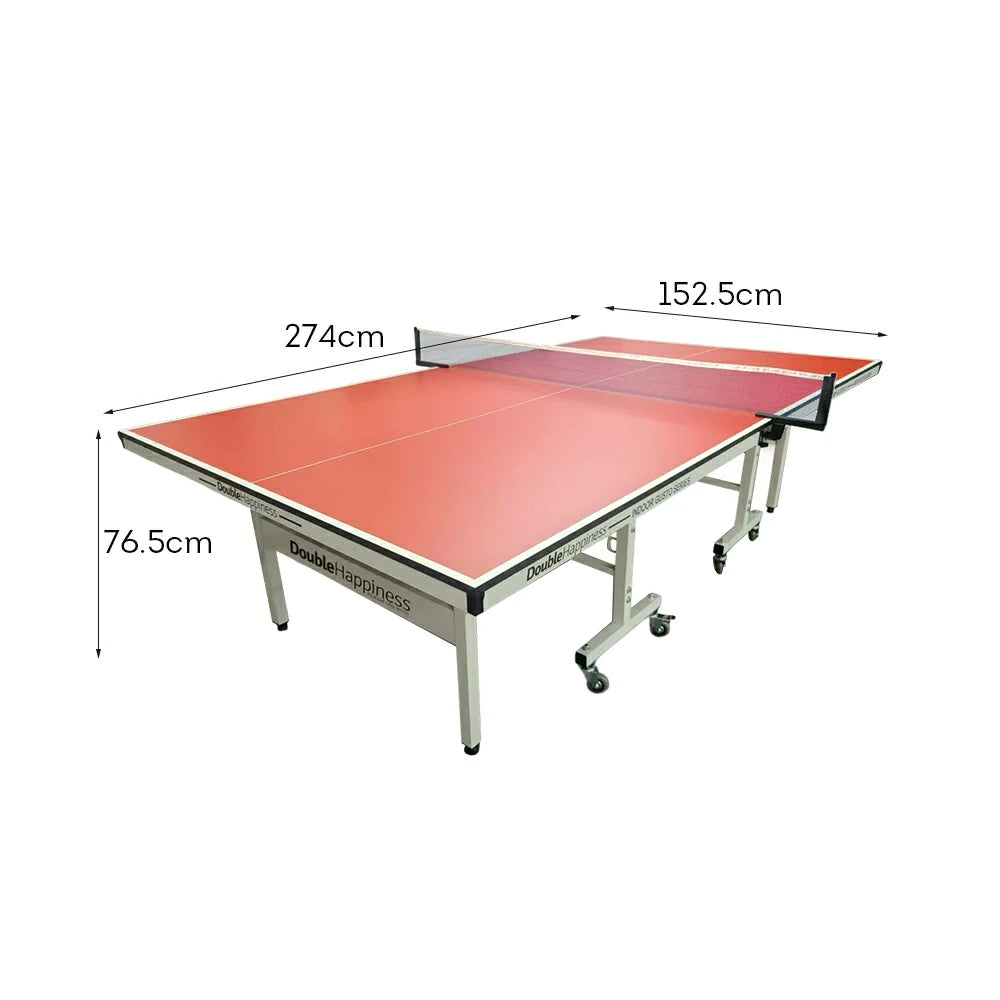 DOUBLE HAPPINESS Premium 19mm Indoor Black&Blue&Red Foldable Solo Play Table Tennis Pingpong Table - Bats Balls Net