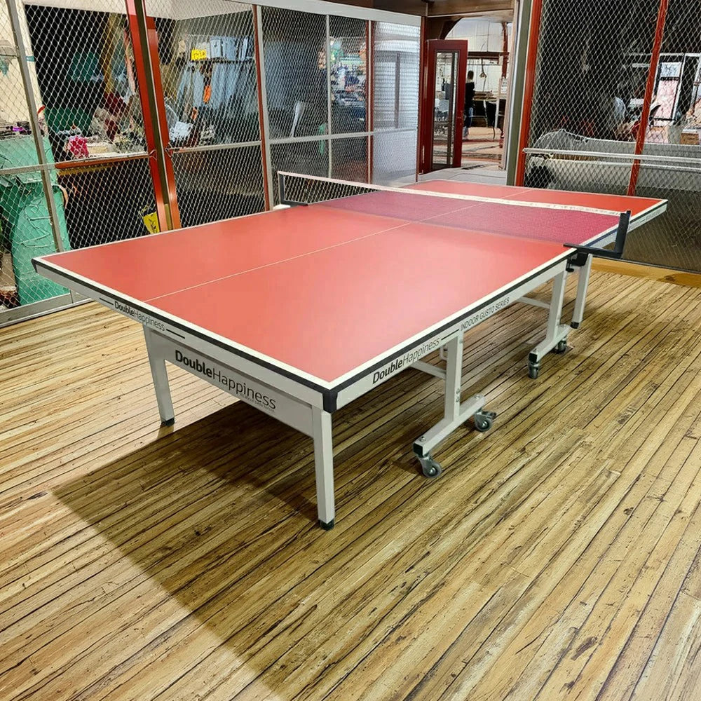 DOUBLE HAPPINESS Premium 19mm Indoor Black&Blue&Red Foldable Solo Play Table Tennis Pingpong Table - Bats Balls Net