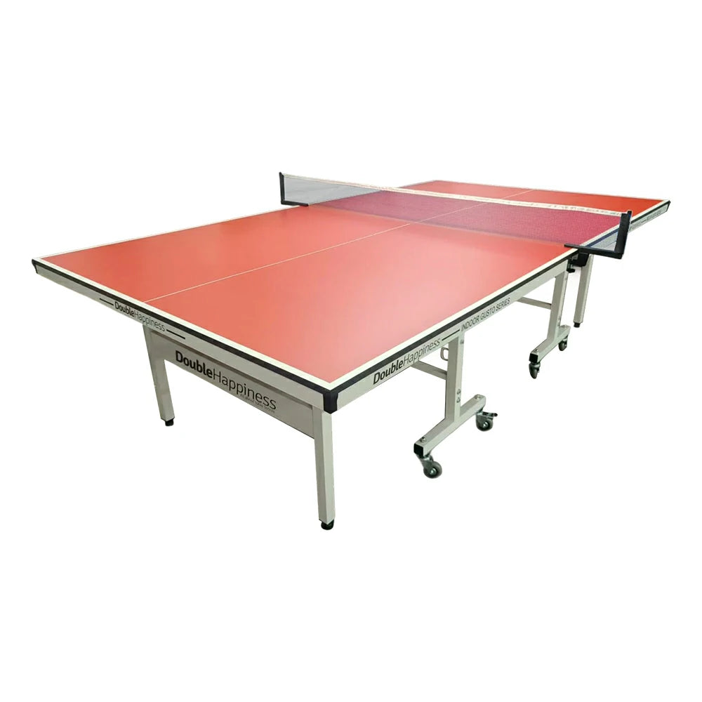 DOUBLE HAPPINESS Premium 19mm Indoor Black&Blue&Red Foldable Solo Play Table Tennis Pingpong Table - Bats Balls Net