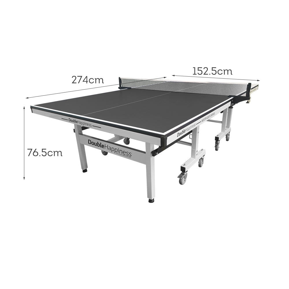 DOUBLE HAPPINESS Premium 25mm Indoor Black&Blue&Red Foldable Solo Play Table Tennis Pingpong Table - Bats Balls Net