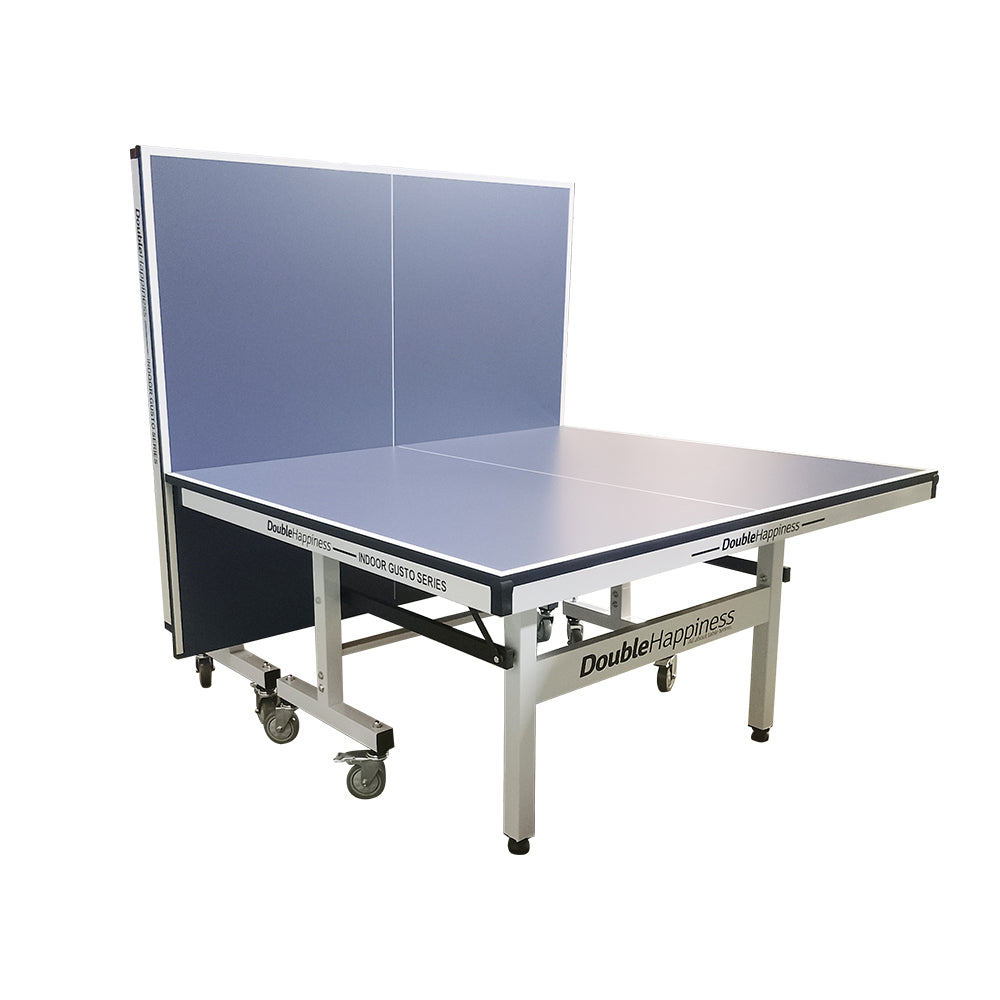 DOUBLE HAPPINESS Premium 25mm Indoor Black&Blue&Red Foldable Solo Play Table Tennis Pingpong Table - Bats Balls Net