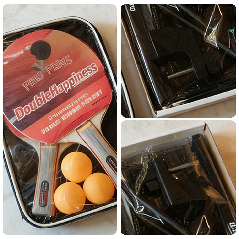 DHS Table Tennis Paddle Set - 2 Bats, 3 Balls, Adjustable Net, Beginner & Family Play Kit
