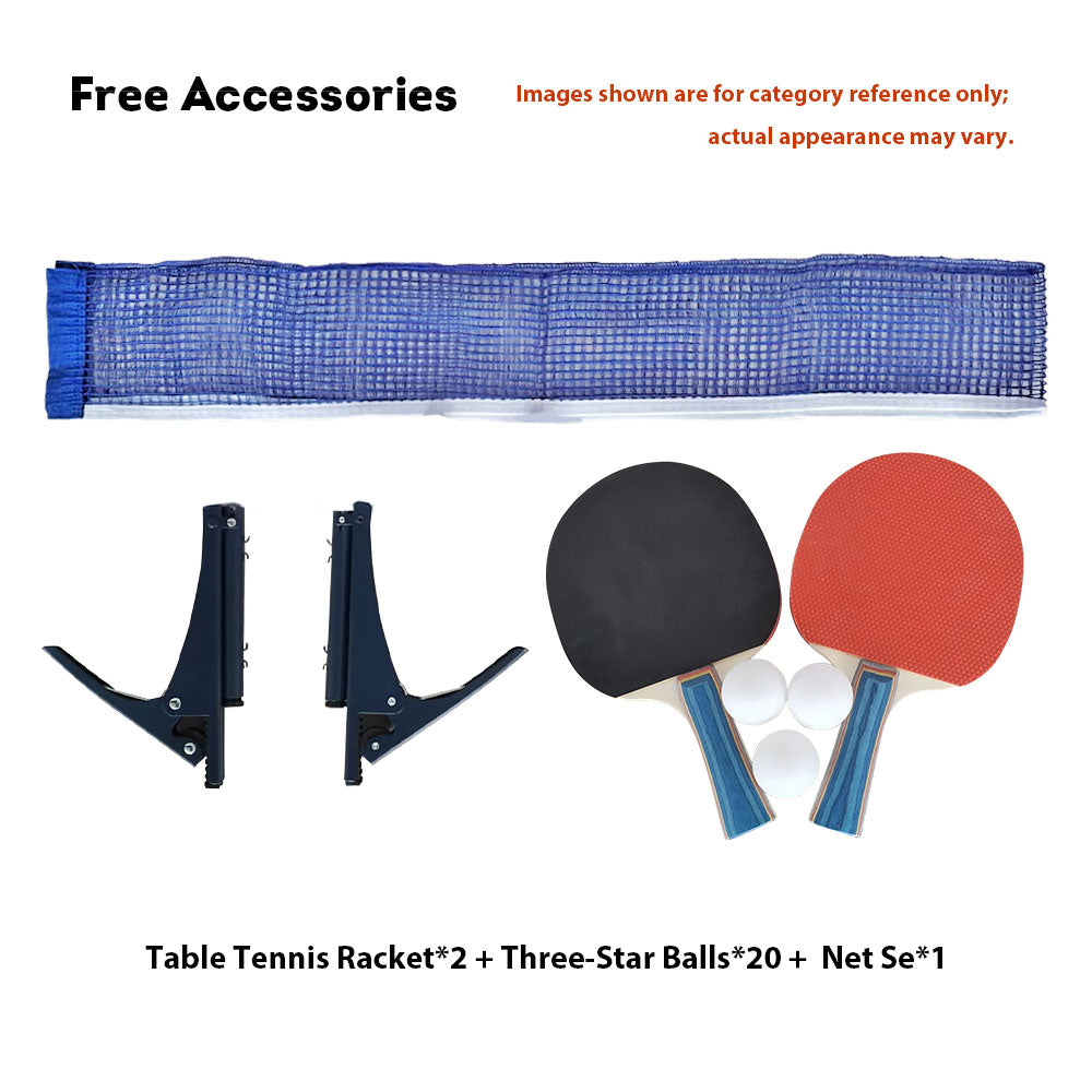 DHS T2023&T2123 Premium 18mm&15mm Indoor Blue Table Tennis Pingpong Table - Bats Balls Net