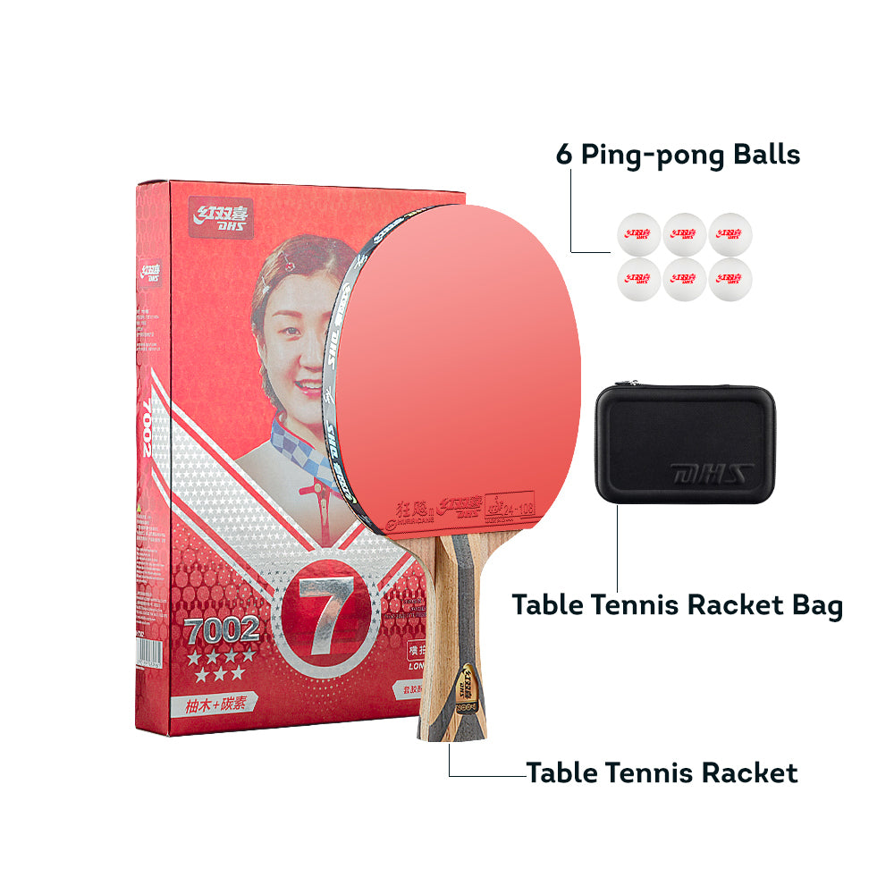 DHS 7-Star Ping Pong Racket Paddle/ Table Tennis Racket with Balls 7002/7006