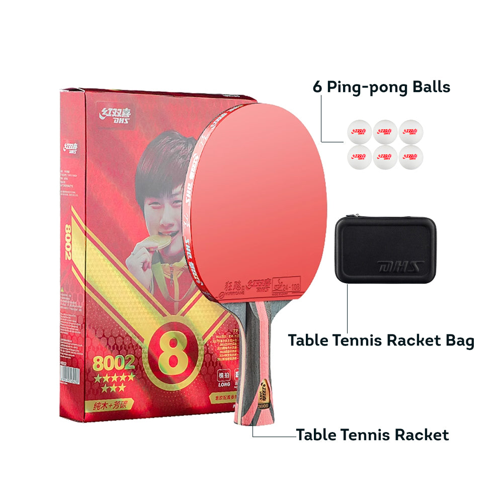 DHS 8-Star Ping Pong Racket Paddle/ Table Tennis Racket with Balls 8002/8006
