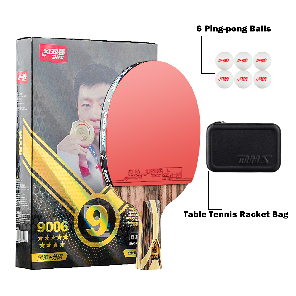 DHS 9-Star Ping Pong Racket Paddle/ Table Tennis Racket with Balls Shakehand Grip Or Penhold Grip