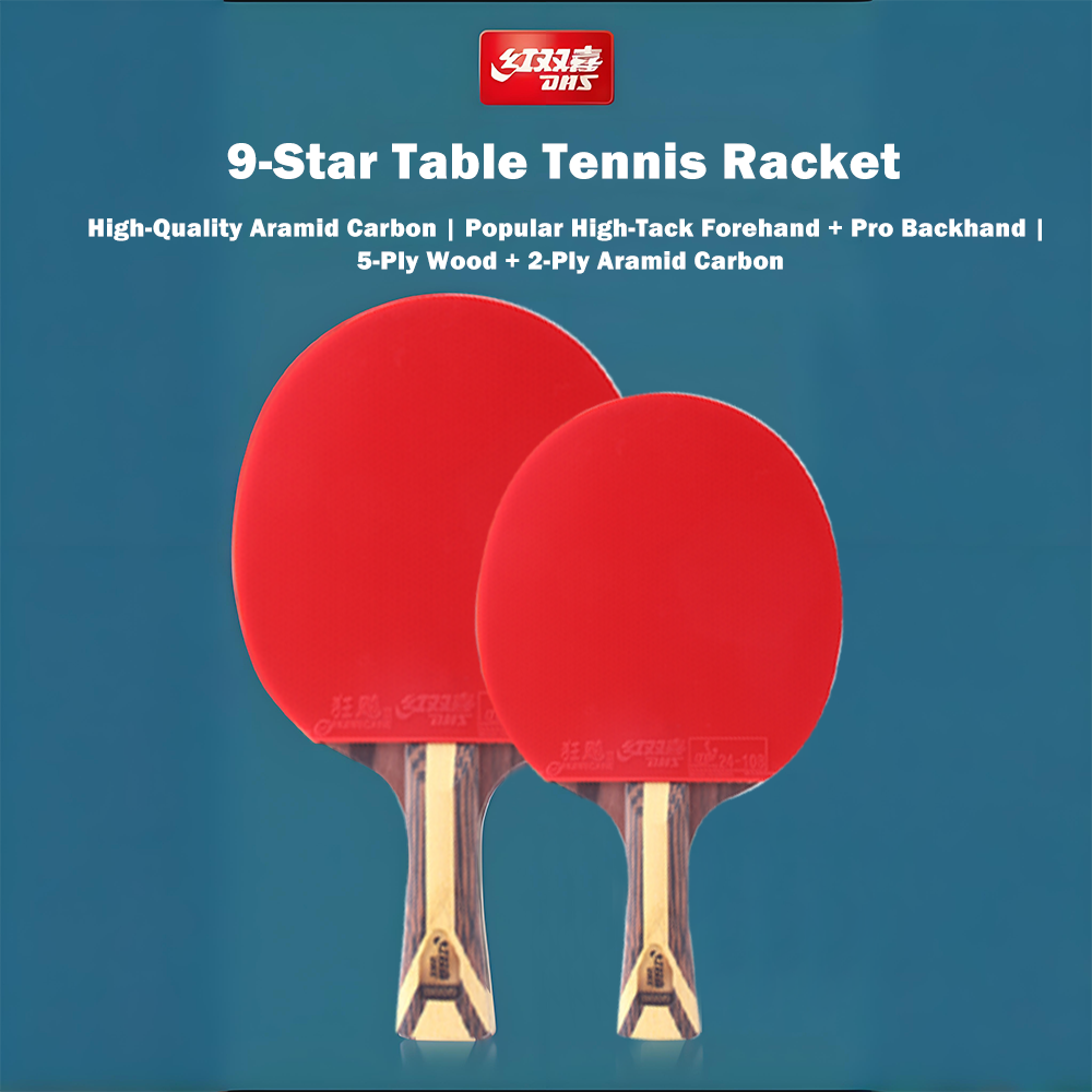 DHS 9-Star Ping Pong Racket Paddle/ Table Tennis Racket with Balls Shakehand Grip Or Penhold Grip