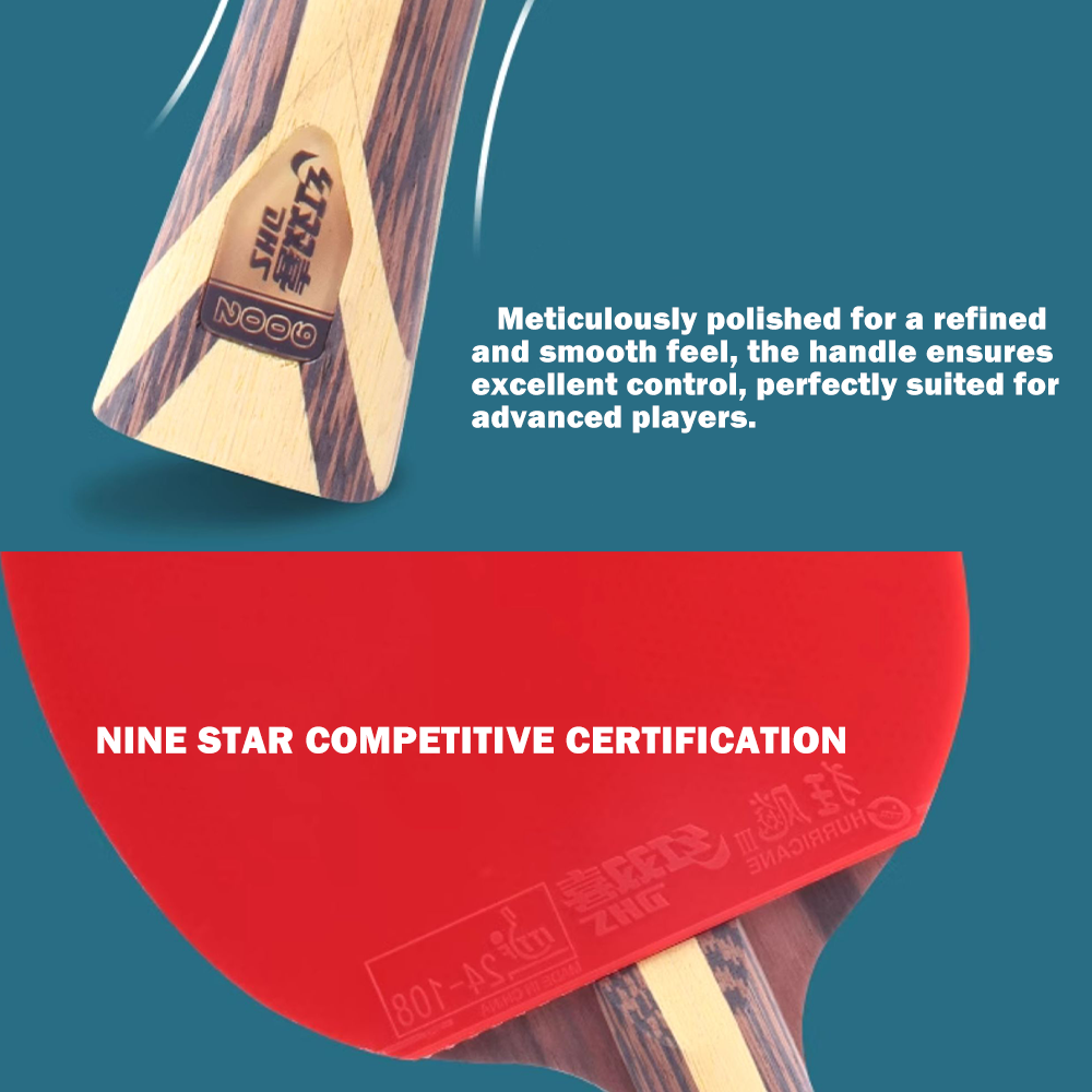 DHS 9-Star Ping Pong Racket Paddle/ Table Tennis Racket with Balls Shakehand Grip Or Penhold Grip