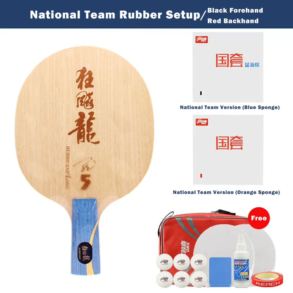 DHS L5X World Table Tennis Championships Edition Racket - Hurricane Long Blade/Rubber Set