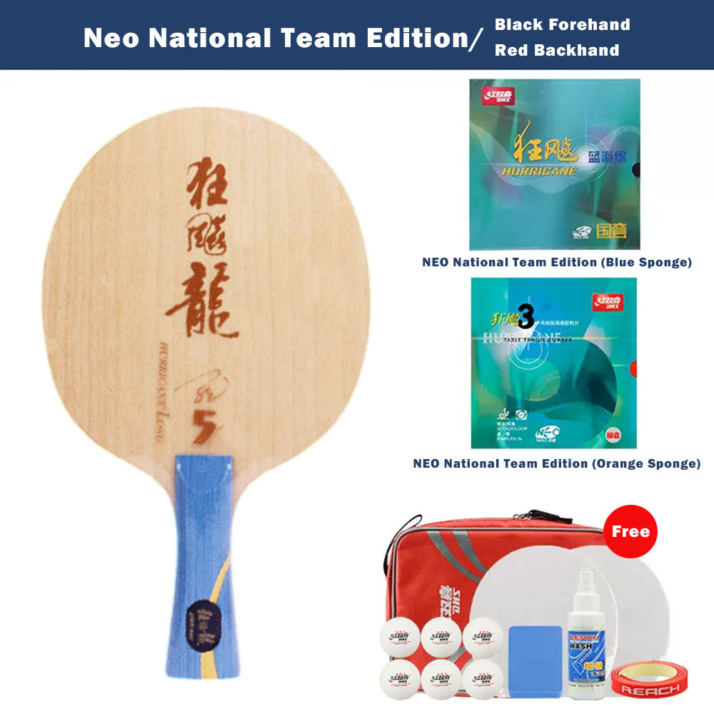 DHS L5X World Table Tennis Championships Edition Racket - Hurricane Long Blade/Rubber Set