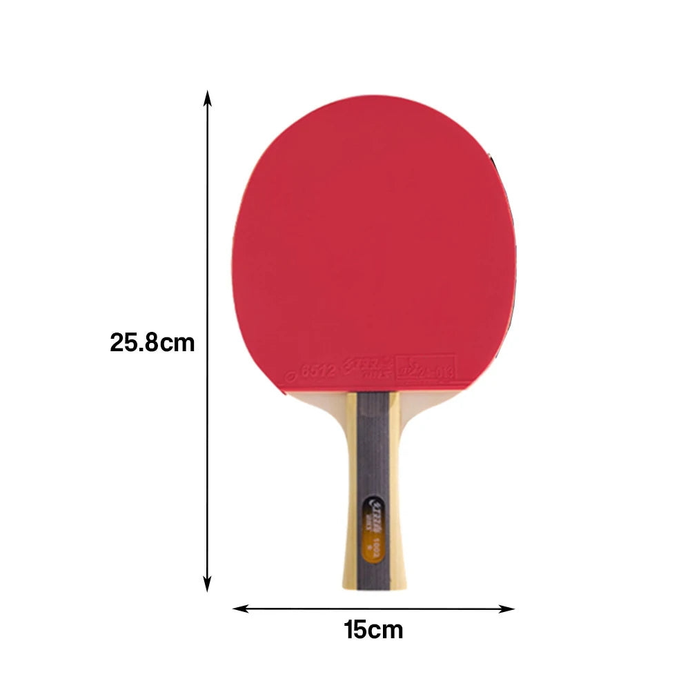 DHS 1-Star Shakehand Table Tennis Paddle Set - Includes 6 Balls & Case, Balanced Control & Speed - Red