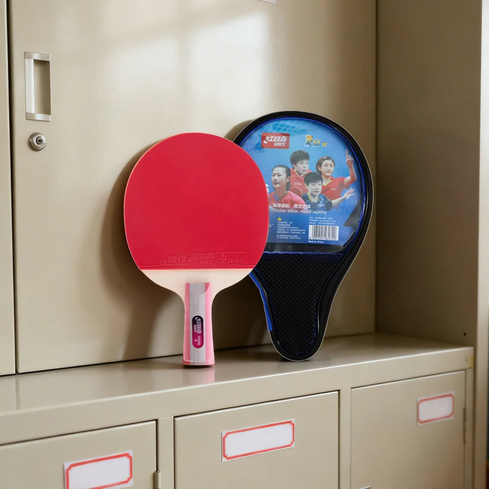 DHS 1-Star Penhold Table Tennis Paddle Set - Includes 6 Balls & Case, Stable Control & Fast Rebound - Red