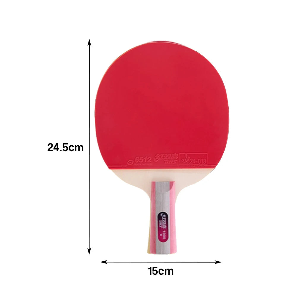 DHS 1-Star Penhold Table Tennis Paddle Set - Includes 6 Balls & Case, Stable Control & Fast Rebound - Red
