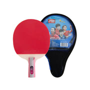 DHS 1-Star Penhold Table Tennis Paddle Set - Includes 6 Balls & Case, Stable Control & Fast Rebound - Red