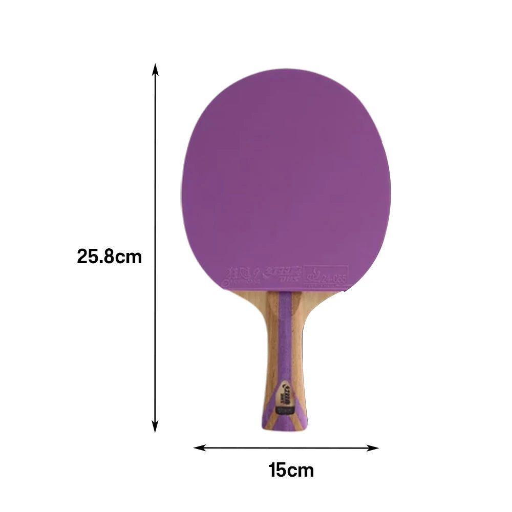 DHS 7-Star Shakehand Table Tennis Paddle - 5+2C Wood-Carbon PRO Offensive Blade, Hurricane 3 + Hurricane 9 Spin & Speed - Purple
