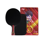 DHS H8002 8-Star Shakehand Table Tennis Paddle Set - Includes 6 Balls & Case, Pro Carbon Power for Fast Attack & Spin - Black