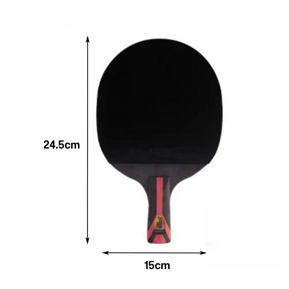 DHS H8002 8-Star Penhold Table Tennis Paddle Set - Includes 6 Balls & Case, Pro Carbon Power for Fast Attack & Spin - Black