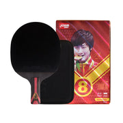 DHS H8002 8-Star Penhold Table Tennis Paddle Set - Includes 6 Balls & Case, Pro Carbon Power for Fast Attack & Spin - Black
